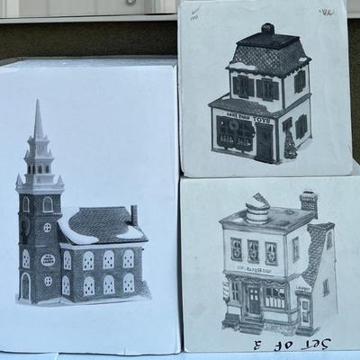 Department 56 New England Village Series - Old North Church, Ann Shaw Toys, Ben's Barber Shop