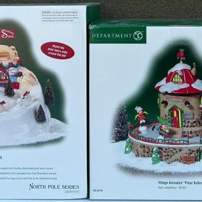 Department 56 North Pole Series - Coca-cola Sliding Hill, Village Animated " Polar Roller Rink"
