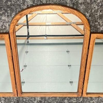 Solid Oak 3 Panel Folding Mirror