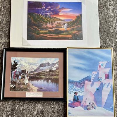 (2) Framed Native American Prints - Roger Cooke And Doreman Burns - Unframed Print Kendrick Morning Blessing