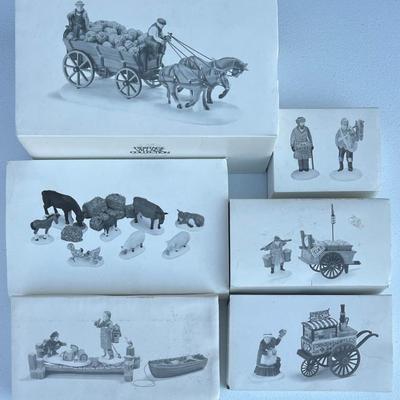 Department 56 Heritage Village Collection - Lobster Trappers, Farm Animals, Pumpkin Wagon, And More (As Is)