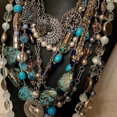 Collection Of Vintage Statement Necklaces - Assorted Beads - Stones - Premier Jewelry 