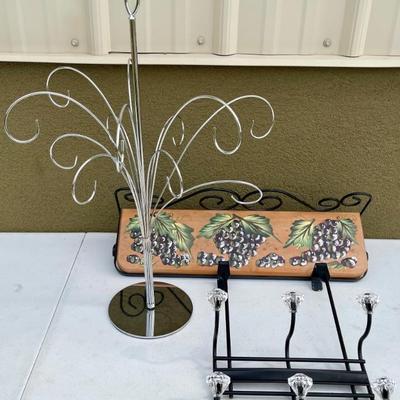 Stainless Steel Necklace Hanger, Black Metal Door Hanger, Wood And Metal Shelf With Grapes