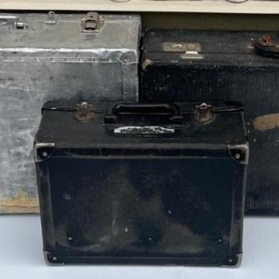 (3) Vintage Hard Shell And Metal Trunks (as Is)