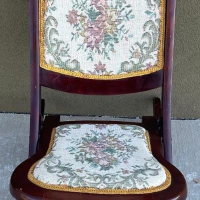 Vintage Folding Rocker With Tapestry Seat