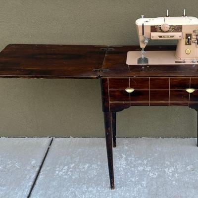 Vintage Singer Sewing Machine With Peg Leg Sewing Table (As Is)