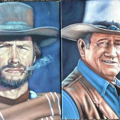 (2) Canvas Prints - John Wayne And Clint Eastwood