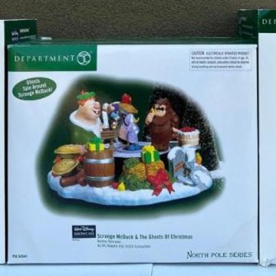 Department 56 North Pole Series - Disney Show Case, Mickey Mouse, (2) Scrooge Mcduck