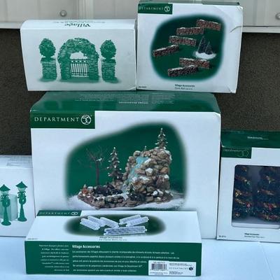 Department 56 Village Accessories - Decorated Sisal Trees, Mill Falls Working Water Fall, Stone And Ice Walls