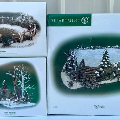 Department 56 Village Accessories - Mill Creek Campsite, Craggy Cliff Platform, Village Corral