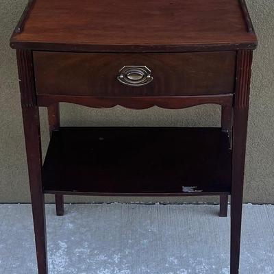 Vintage Single Drawer Side Table With Bottom Shelf