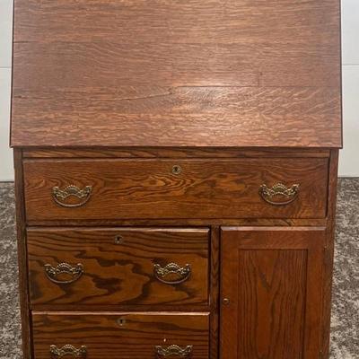 Vintage Square Brand Burlington Iowa Drop Front Secretary 