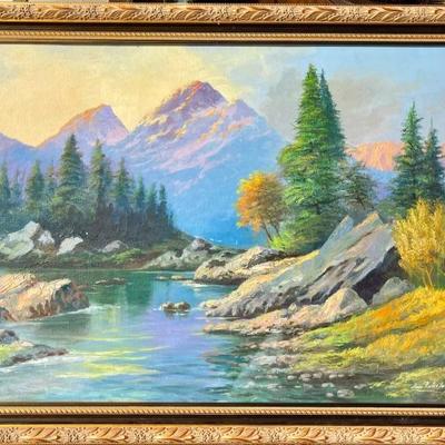 Don Roberts Oil On Canvas In Ornate Gold Frame