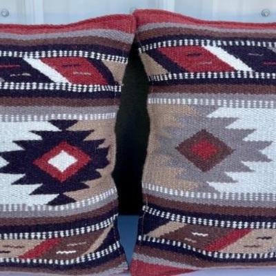 (2) El Paso Saddle Blanket Company Wool Pillows