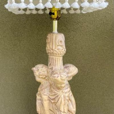 Vintage Cast Plaster 3 Cherub Lamp Works