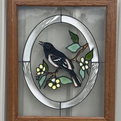 Open Windows Salida Colorado Stained Glass Panel Wall Hanging With Oak Frame