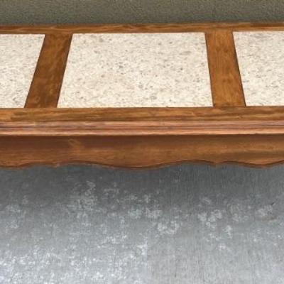 Vintage Coffee Table With Genuine Marble Tile 