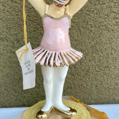 1984 Ronald A. Lee Signed 24 Gold Plated Hand Painted Clown Metal On Alabaster Figurine With Tag