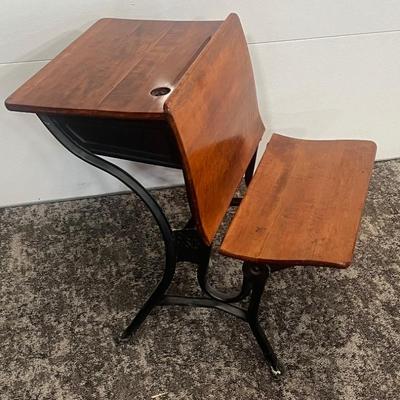Vintage ASC Maple And Metal Frame School Desk