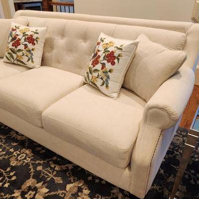 White/Light Beige Sofa - 82" Length X 40" Depth X 36" Height