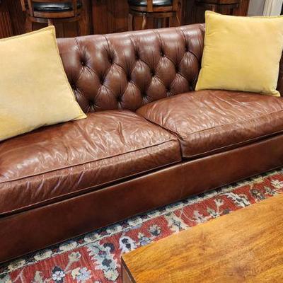 Brown Leather Couch - 85" Length X 35" Depth X 31" Height