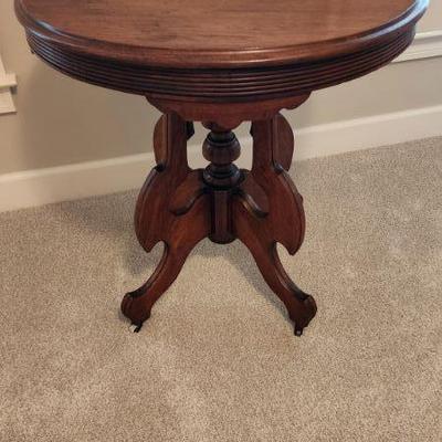 Antique Round Table on Casters - 29