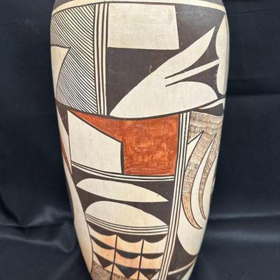 * * * SOLD * * *                Naha Frog Woman Cylindrical Vase 17" Tall