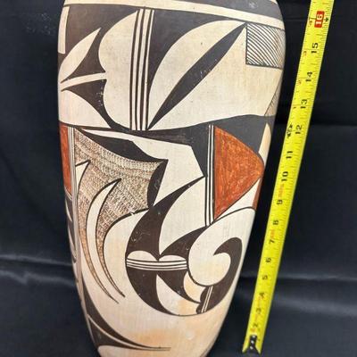 * * * SOLD * * *                Naha Frog Woman Cylindrical Vase 17" Tall