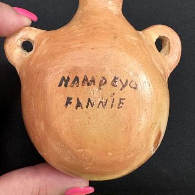 * * * SOLD * * *              Fannie Nampeyo Small Canteen 3 3/4" x 4 1/2"
