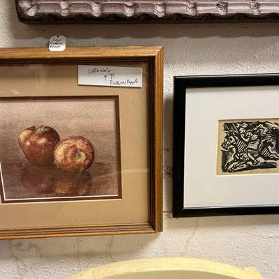 Linda Pierson watercolor, Howard Cook woodcut