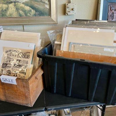 Unframed original drawings and paintings.