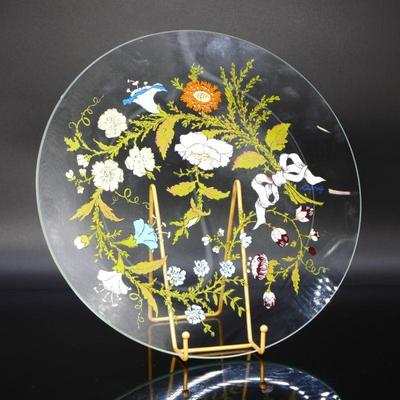 Dorothy Thorpe Wildflowers & Ribbons Glass Serving Platter