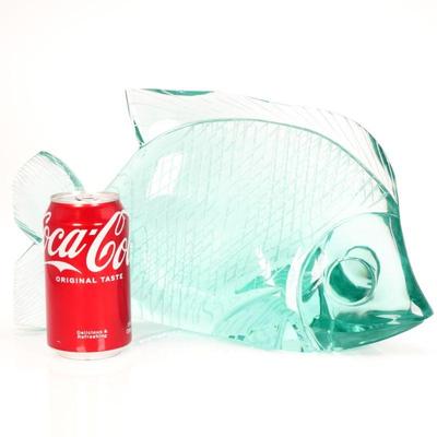 Extra Large Heavy Solid Glass Aqua Blue Fish Sculpture