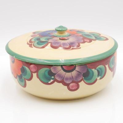 Czechoslovakia Pottery Hand Painted Lidded Bowl