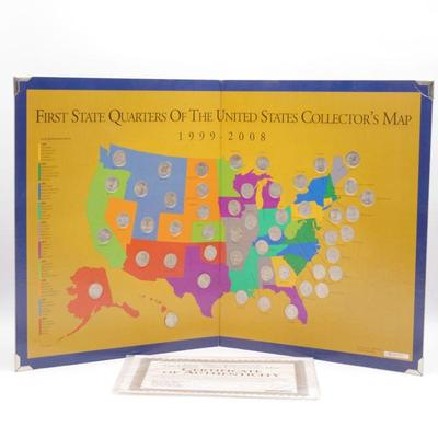 Complete First State Quarters of the United States Collectors Map