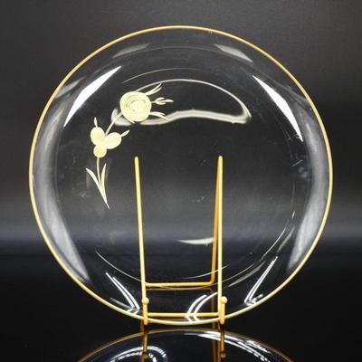 Gilded Etched Clear Glass Charger Plate