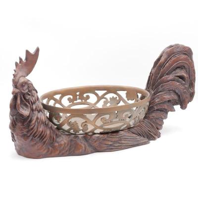 Large Rustic Rooster w/Basket