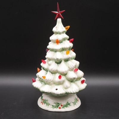 Ceramic Snowy Christmas Tree Lamp