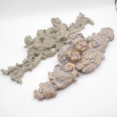Pair of Angelic Decorative Wall Plaques