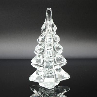 Vintage 1986 Schmid Clear Art Glass Christmas Tree Sculpture/Paperweight 6.25"