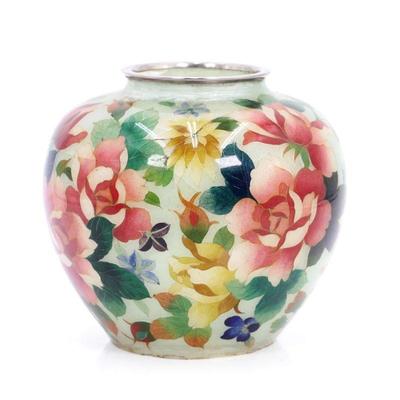 Colorful Floral Art Glass Hurricane Lamp Shade