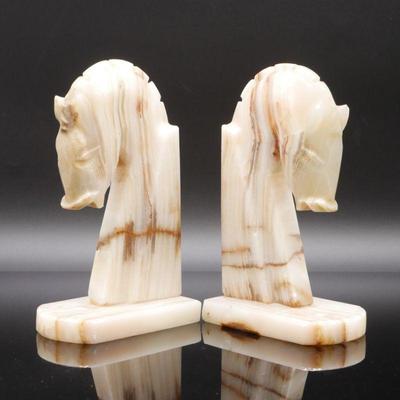 Banded Onyx Horse Bookends