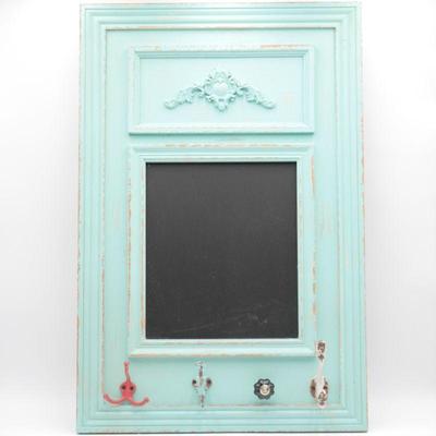 Teal Wood Framed Chalkboard w/Hangers