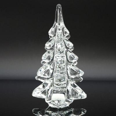 Vintage 1986 Schmid Clear Art Glass Christmas Tree Sculpture/Paperweight 6.25"