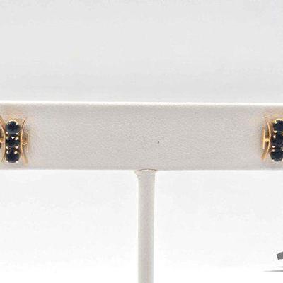 #754 • 14k Gold Sapphire Earrings, 1.52g