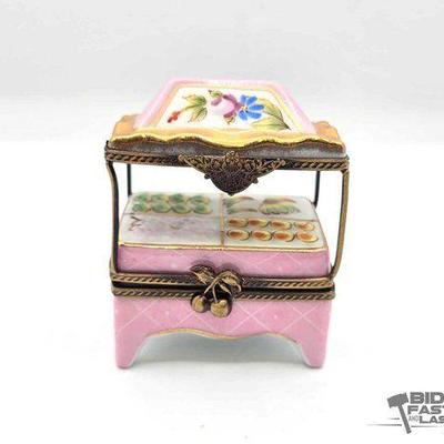 #18o0 • Market Fruit Cart Limoges Trinket Box