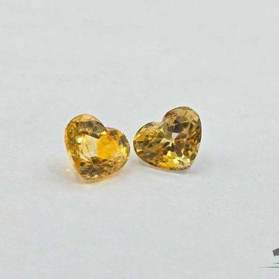 #694 • 2 Heart Shaped Yellow Sapphire, 1.03g