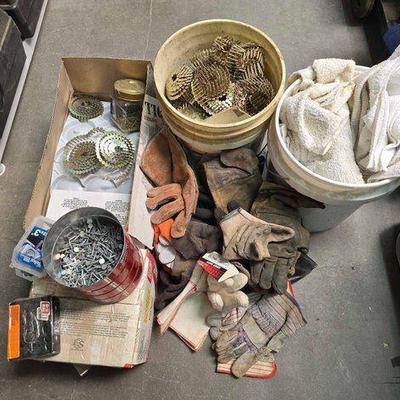#2192 • Nails, Screws, Towels, Gloves, Buckets, and Aprons