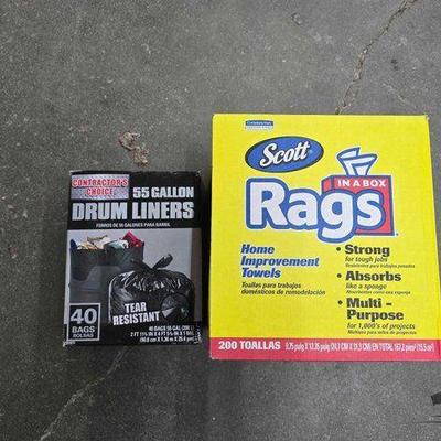 Sale Photo Thumbnail #267: #2102 • Scott Rags in a Box and Contractor's Choice 55 Gallon Drum Liners
