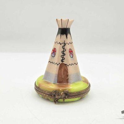 #1810 • Native American TeePee Limoges Trinket Box